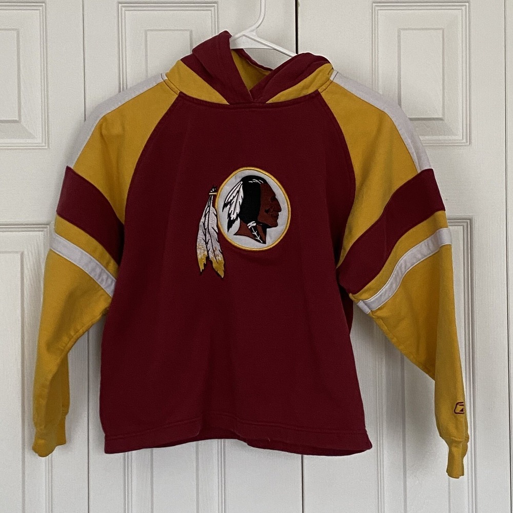 Washington Redskins Hoodie Youth Medium Reebok Burgundy Gold‎ NFL Colorblock VTG
